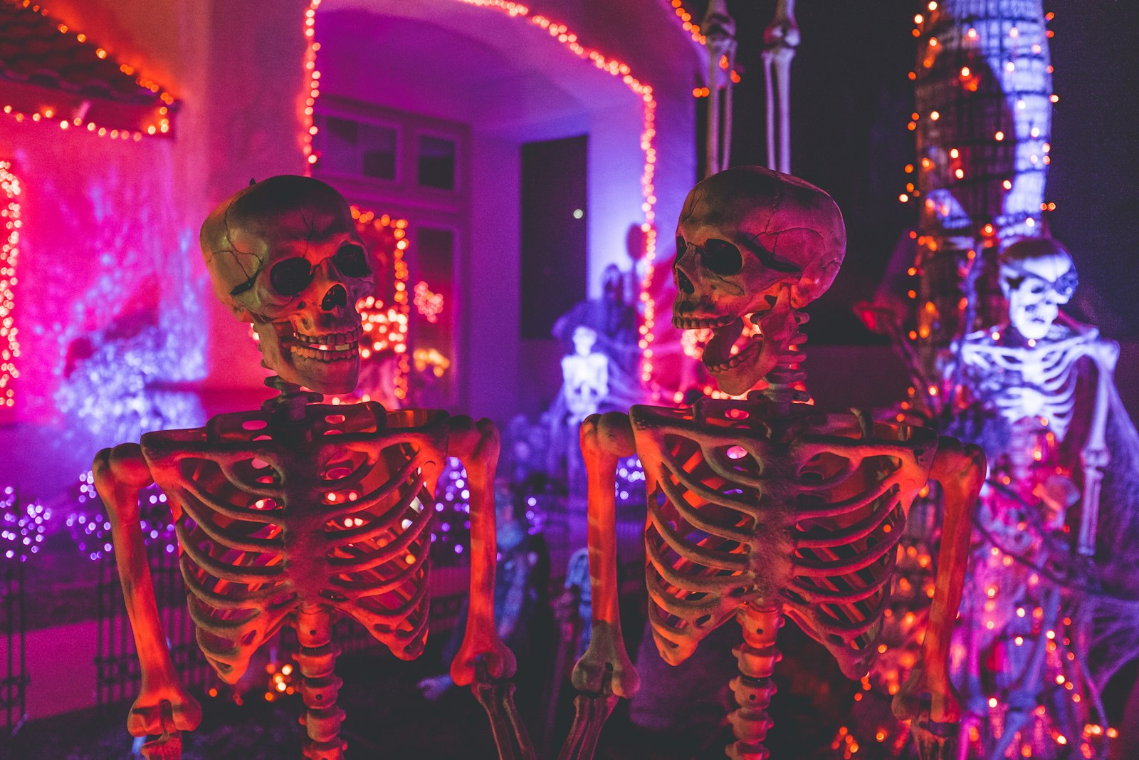 Halloween beach club party with spooky décor and dancers