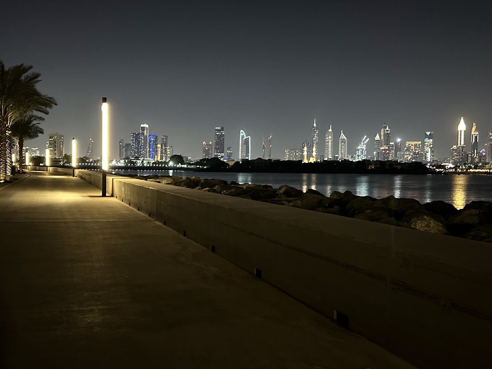 Dubai beach with accessories and sunbeds