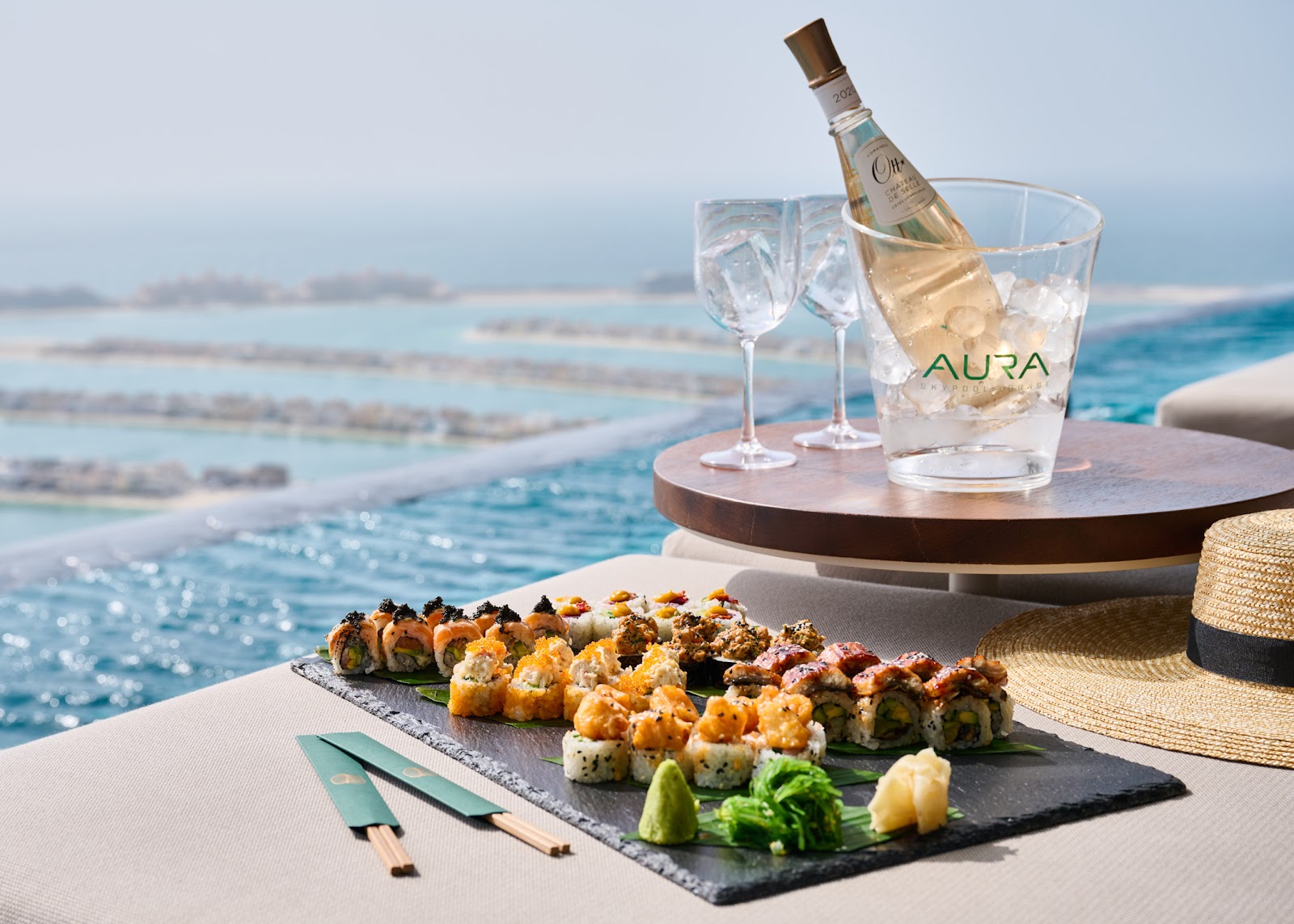 Dubai beach club year-round sunshine with blue Arabian Gulf waters