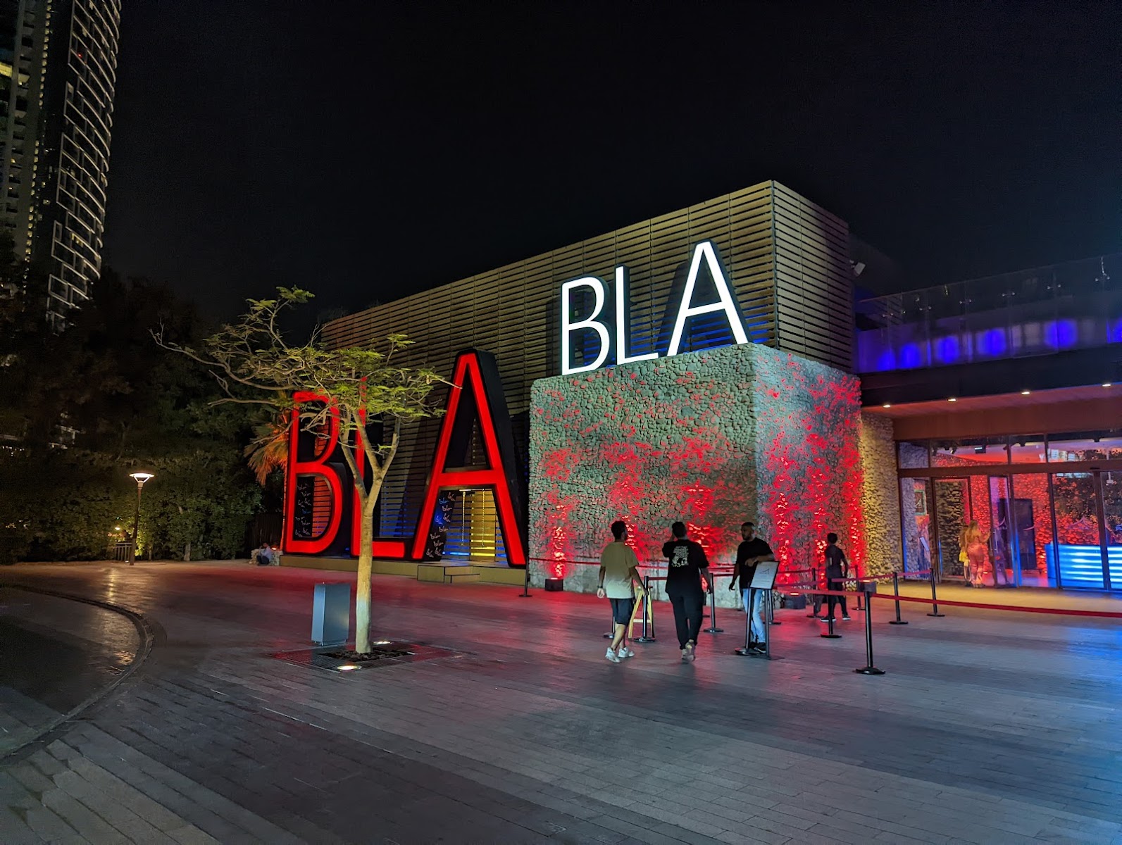 Bla Bla Dubai — beach club entertainment complex with Dubai Marina skyline views at JBR