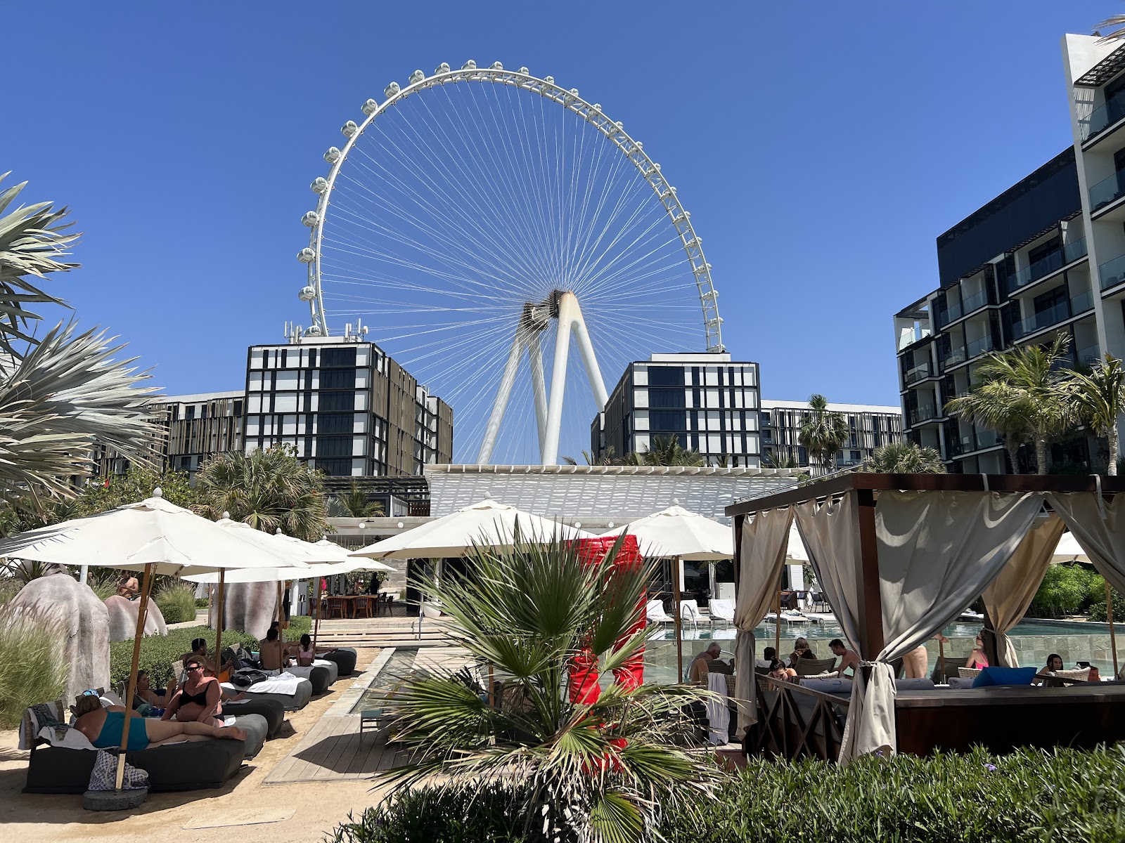 Barasti Beach Dubai JBR open-air bar with sea view at sunset hour