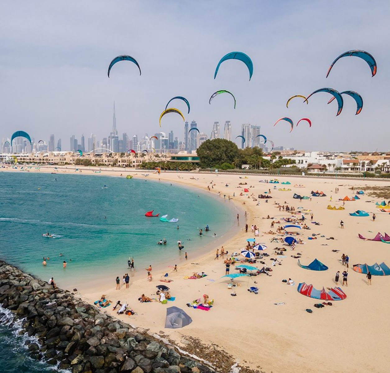 Budget-friendly beach day Dubai — public beach with families