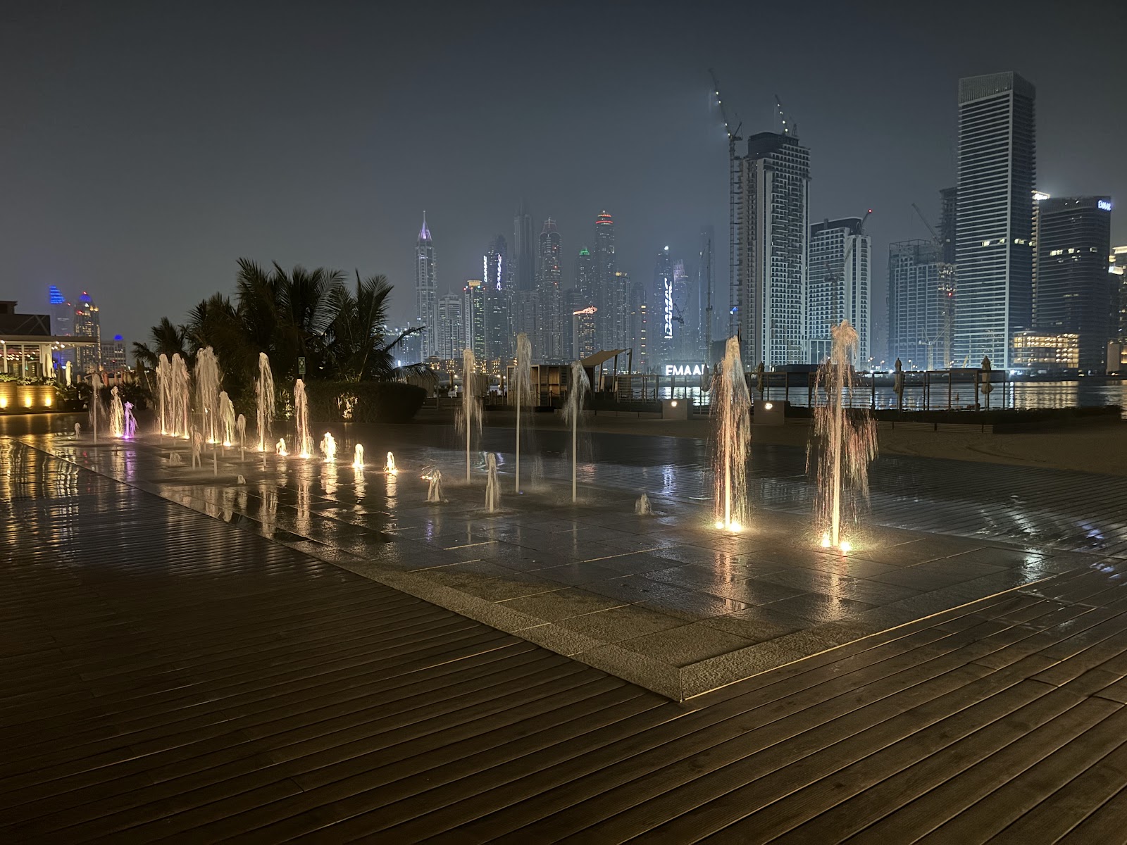 Fresh Mediterranean food at a Dubai beach club restaurant — grilled seafood and salads