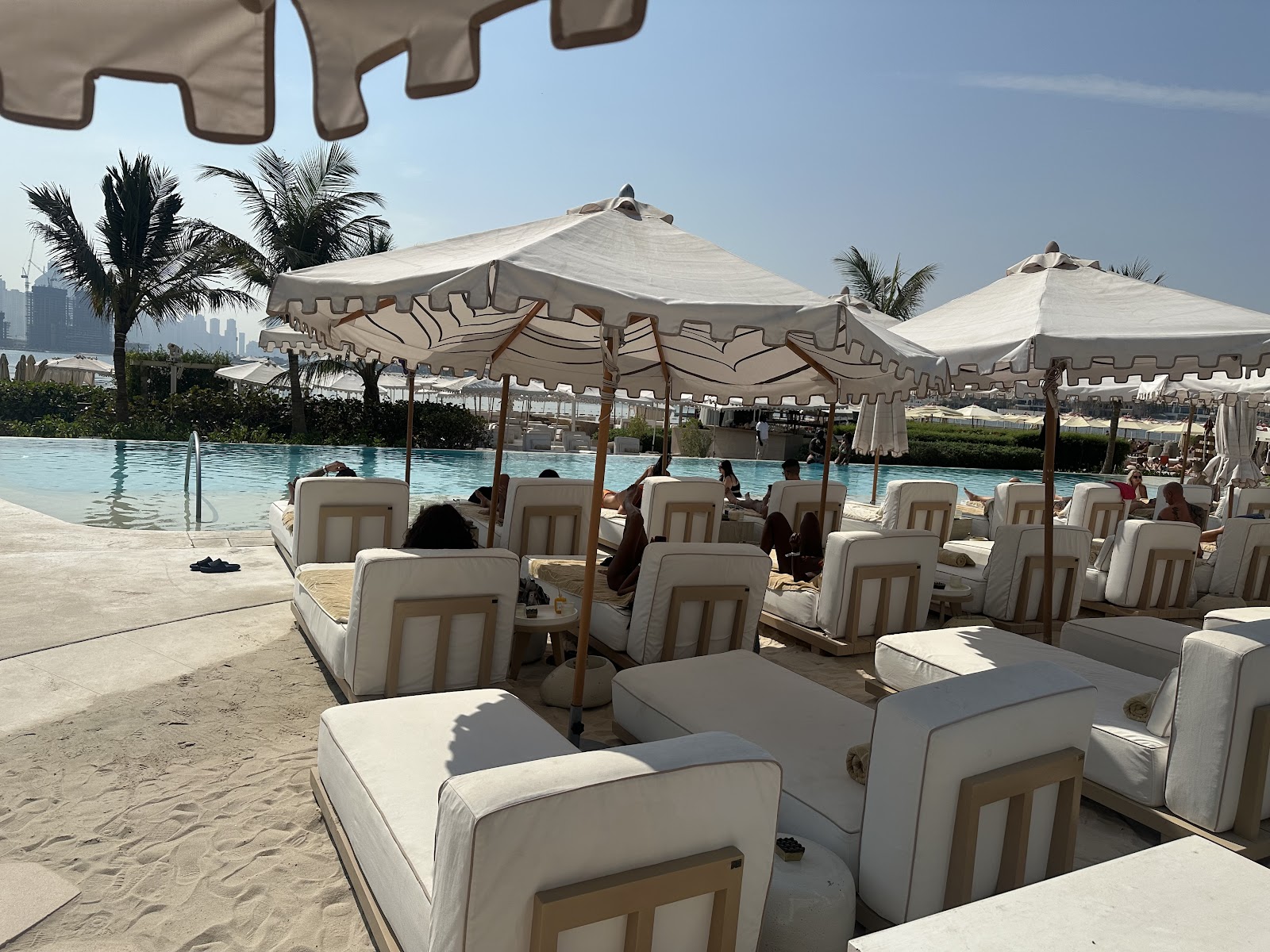 Kite Beach Dubai with kites in the sky and calm turquoise water