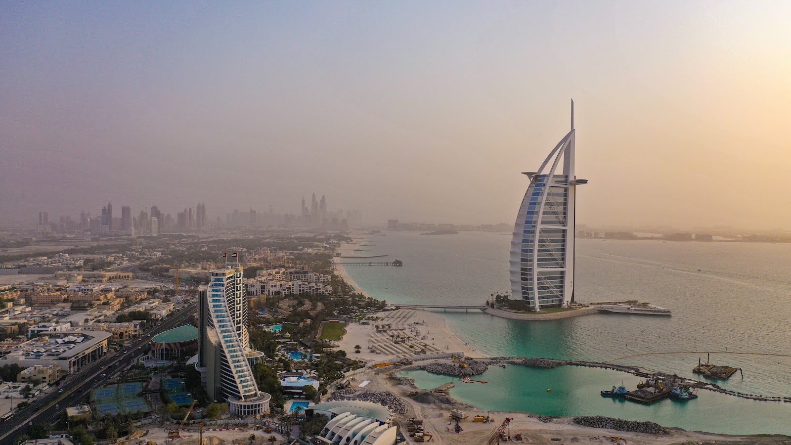 Kite Beach Dubai with Burj Khalifa visible in the distance